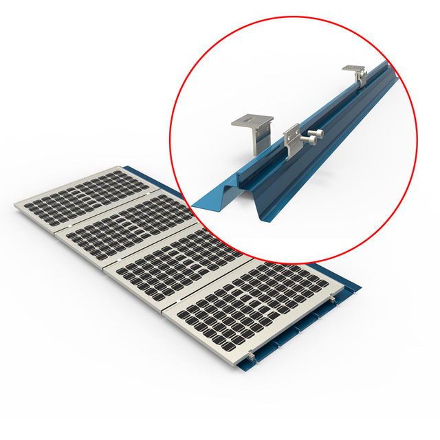  Sistema di supporto per montaggio solare del tetto in metallo in metallo trapezoidale